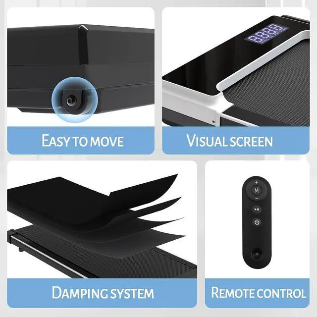 Alt view image 7 of 7 - Primy Incline Walking Pad Treadmill for Home Office, Portable 4-in-1 Under Desk Treadmill for Walking and Running, 2.5HP Compact Treadmill with Remote Control