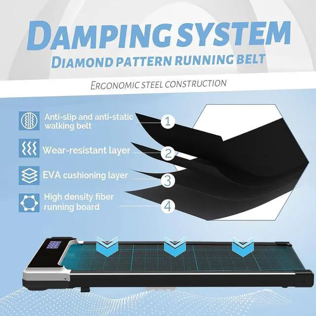 Alt view image 3 of 7 - Primy Incline Walking Pad Treadmill for Home Office, Portable 4-in-1 Under Desk Treadmill for Walking and Running, 2.5HP Compact Treadmill with Remote Control