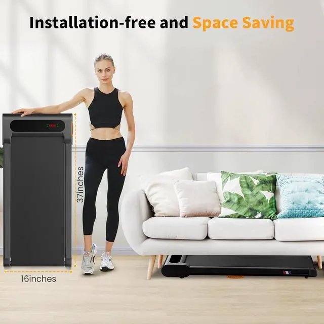 Alt view image 2 of 6 - Primy Under Desk Walking Pad Treadmill for Home Office - 2-in-1 Quiet Treadmill for Walking and Jogging, Portable 2.5HP Treadmill with Remote Control and LED Display