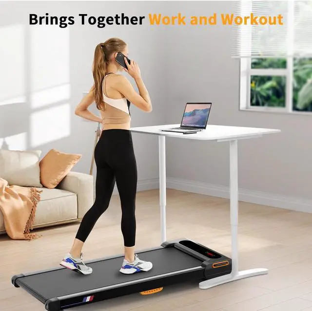 Alt view image 3 of 6 - Primy Under Desk Walking Pad Treadmill for Home Office - 2-in-1 Quiet Treadmill for Walking and Jogging, Portable 2.5HP Treadmill with Remote Control and LED Display