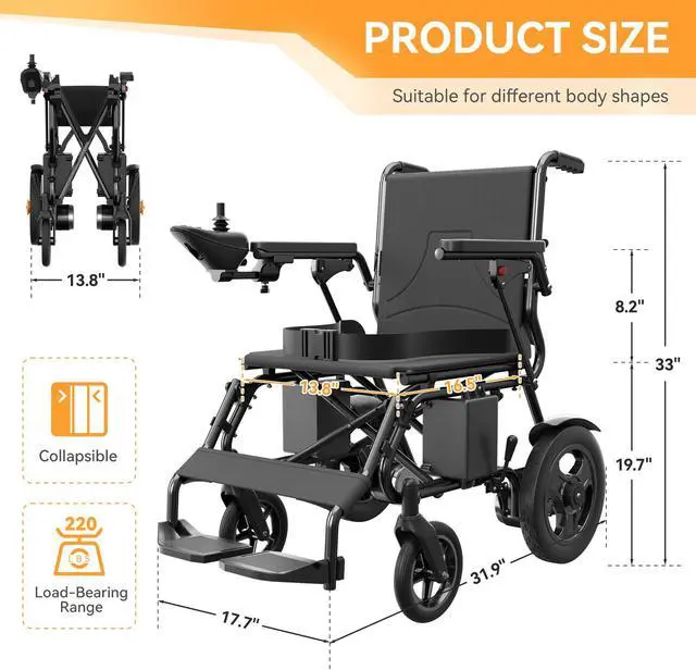 Alt view image 2 of 7 - Primy Adult Foldable Intelligent Electric Wheelchair: Long Travel Range with 360° Maneuverability Control Joystick for Maximum Convenience