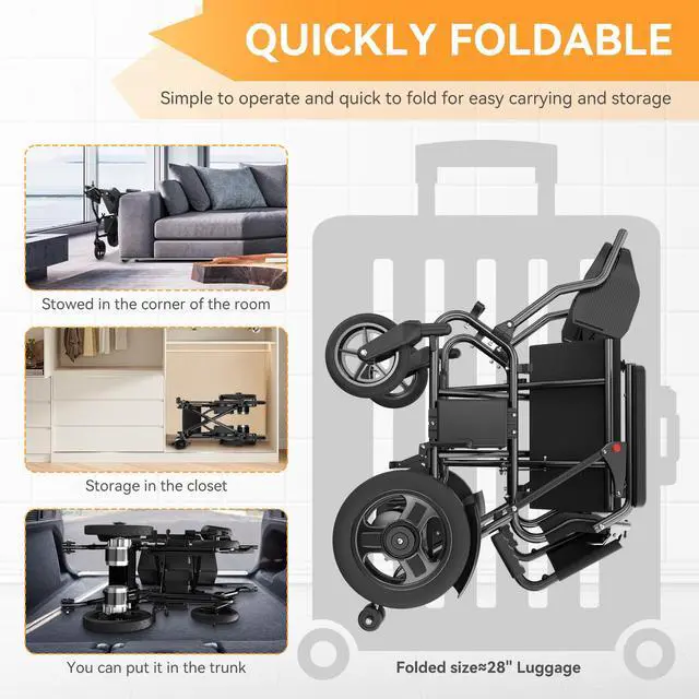 Alt view image 4 of 7 - Primy Adult Foldable Intelligent Electric Wheelchair: Long Travel Range with 360° Maneuverability Control Joystick for Maximum Convenience