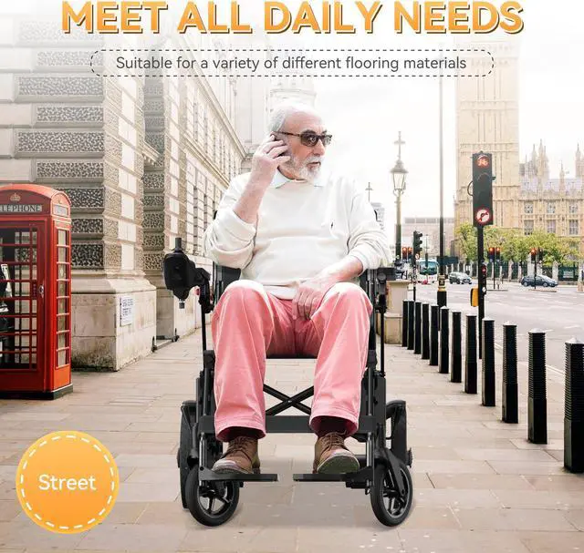 Alt view image 3 of 7 - Primy Adult Foldable Intelligent Electric Wheelchair: Long Travel Range with 360° Maneuverability Control Joystick for Maximum Convenience