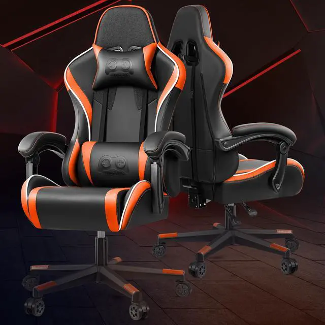 Alt view image 2 of 7 - Primy Ergonomic Racing-Style Gaming Chair for Computer Gamers - Adjustable High Back with Lumbar Support, 360° Swivel Functionality, Perfect for Office Desks