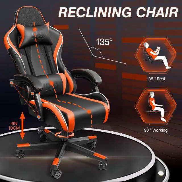 Alt view image 4 of 7 - Primy Ergonomic Racing-Style Gaming Chair for Computer Gamers - Adjustable High Back with Lumbar Support, 360° Swivel Functionality, Perfect for Office Desks