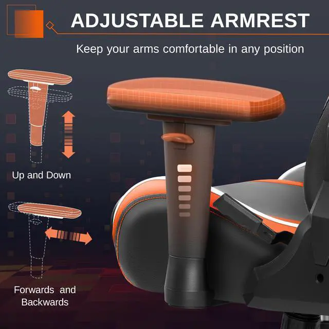 Alt view image 6 of 7 - Primy Ergonomic Gaming Chair with 3D Adjustable Armrests - High Back, Lumbar Support, & Swivel Functionality for Computer Gamers & Office Desk Use