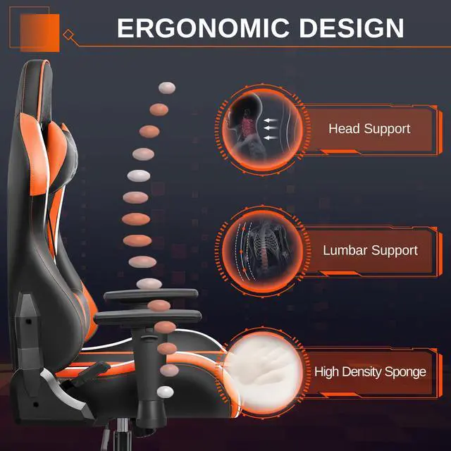Alt view image 5 of 7 - Primy Ergonomic Gaming Chair with 3D Adjustable Armrests - High Back, Lumbar Support, & Swivel Functionality for Computer Gamers & Office Desk Use