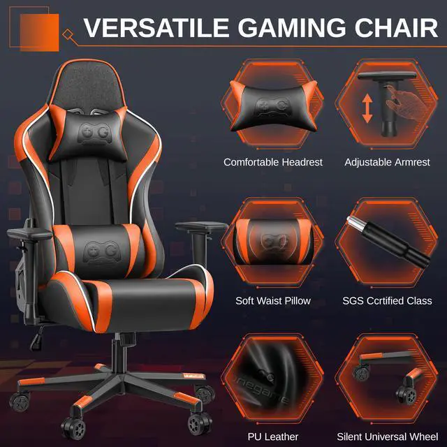 Alt view image 3 of 7 - Primy Ergonomic Gaming Chair with 3D Adjustable Armrests - High Back, Lumbar Support, & Swivel Functionality for Computer Gamers & Office Desk Use