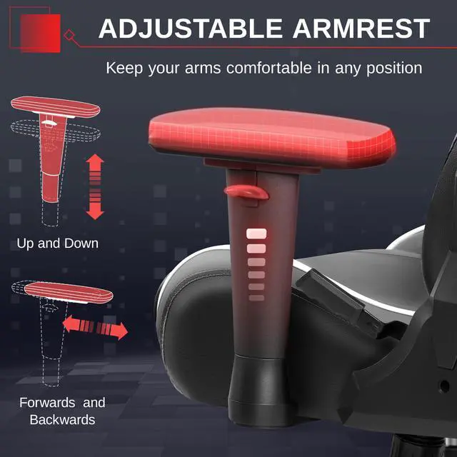 Alt view image 6 of 7 - Primy Ergonomic Gaming Chair with 3D Adjustable Armrests - High Back, Lumbar Support, & Swivel Functionality for Computer Gamers & Office Desk Use Black / Grey