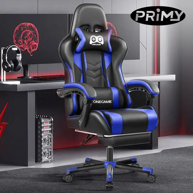 Main image of Primy Big and Tall Computer Chair, PU Leather PC Office Chair, Ergonomic Video Game Chair for Gaming and Office Black / Blue