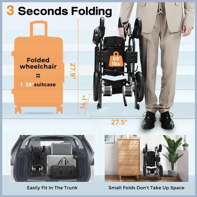 Alt view image 4 of 7 - Primy Wheelchairs For Adults, Adult Foldable Intelligent Electric Wheelchair: Long Travel Range with 360° Maneuverability Control Joystick for Maximum Convenience, Walkers For Seniors Rolling Walker