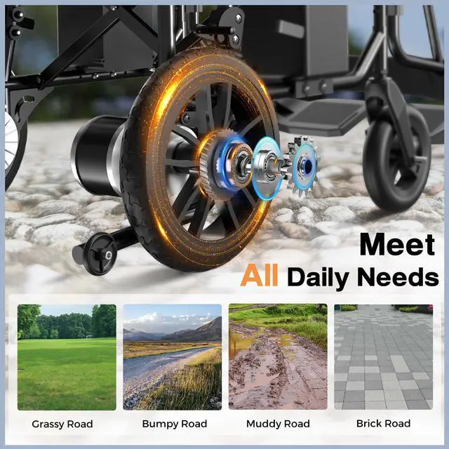 Alt view image 5 of 7 - Primy Wheelchairs For Adults, Adult Foldable Intelligent Electric Wheelchair: Long Travel Range with 360° Maneuverability Control Joystick for Maximum Convenience, Walkers For Seniors Rolling Walker