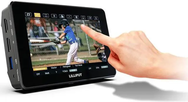Alt view image 3 of 7 - Lilliput HT5S 5.5 Camera Monitor Urtra Bright 2000 NITS HDMI 2.0 Touch Screen 1920*1080 3G-SDI Sunlight Readable 3D LUT LANC Cable Field Monitor with Power Adapter