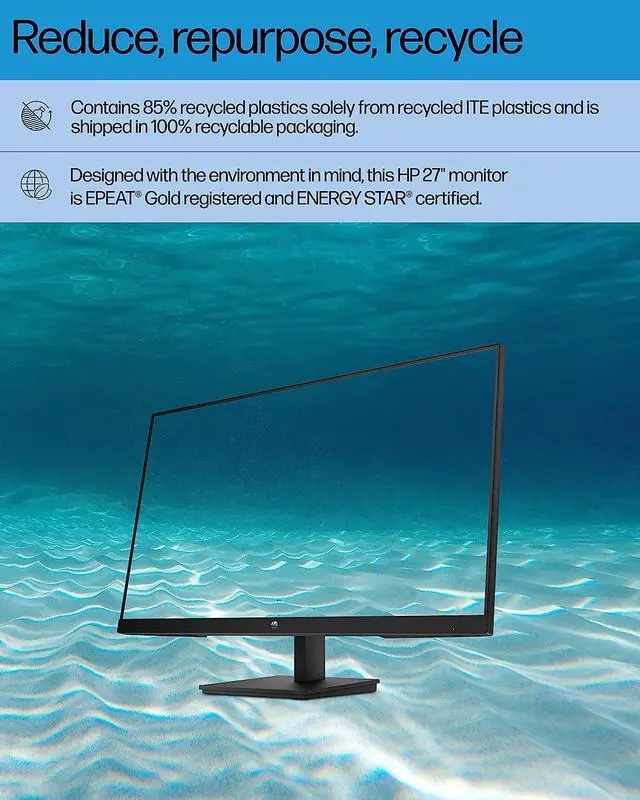 Alt view image 7 of 13 - HP M27ha FHD Monitor-Full HD Monitor(1920 x 1080p)- IPS Panel and Built-in Audio-VESA Compatible 27-inch Monitor Designed for Comfortable Viewing with Height and Pivot Adjustment-(22H94AA#ABA) black