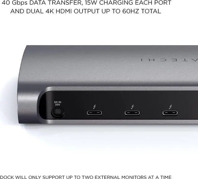 Alt view image 4 of 7 - Satechi Thunderbolt 4 Dock - 12-in-1 - Thunderbolt 4 Hub - Thunderbolt 4-4 Downstream Ports, 96W PD,3 USB-A 3.2 Ports, USB-A 2.0 Port, SD Card Reader, GbE, Audio Jack - for M2 & M1 MacBook