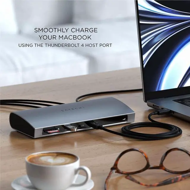 Alt view image 6 of 7 - Satechi Thunderbolt 4 Dock - 12-in-1 - Thunderbolt 4 Hub - Thunderbolt 4-4 Downstream Ports, 96W PD,3 USB-A 3.2 Ports, USB-A 2.0 Port, SD Card Reader, GbE, Audio Jack - for M2 & M1 MacBook