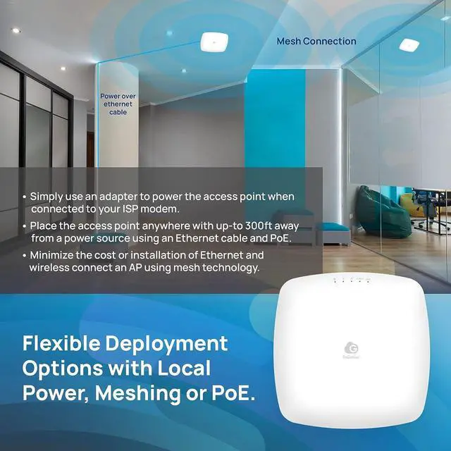 Alt view image 5 of 7 - EnGenius Cloud Managed ECW120 802.11ac Wave 2 Indoor Wireless Access Point