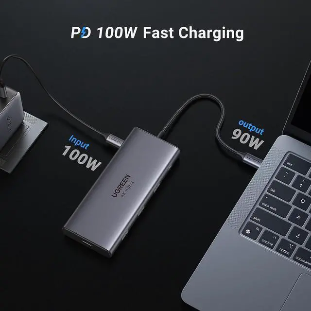 Alt view image 6 of 7 - Revodok Pro 109 USB C Hub 9 in 1 10Gbps USB C 3.2 & USBA 3.2 4K HDMI 100W Power Delivery SD/TF Card Reader Gigabit Ethernet for MacBook Pro/Air iPhone 16 15 Pro/Max Thinkpad and More
