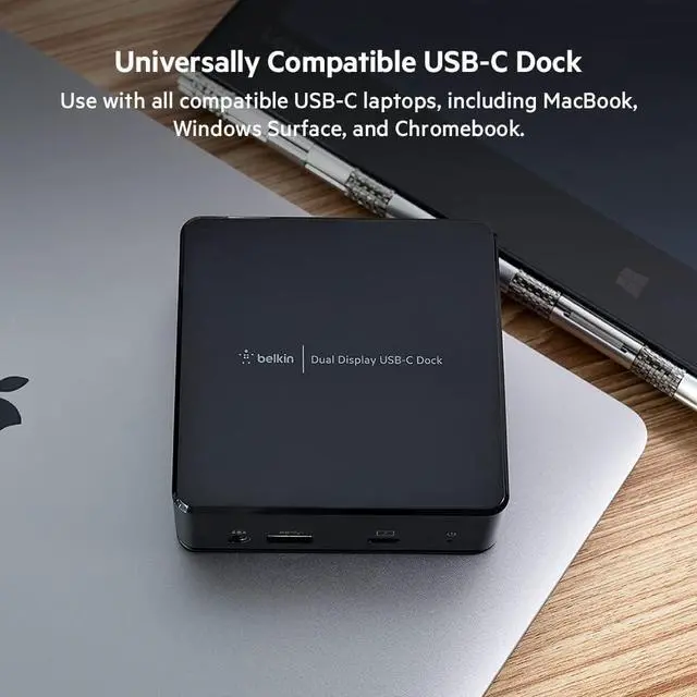Alt view image 4 of 7 - Belkin USB C Docking Station - USB Hub Dual 4k Computer Monitor Display - Dual HDMI, Thunderbolt, USB, Ethernet Ports - USB C Hub - 85W PD Power Delivery for MacBook Pro, iPad Pro & Chromebook Laptop