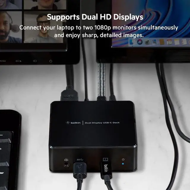Alt view image 5 of 7 - Belkin USB C Docking Station - USB Hub Dual 4k Computer Monitor Display - Dual HDMI, Thunderbolt, USB, Ethernet Ports - USB C Hub - 85W PD Power Delivery for MacBook Pro, iPad Pro & Chromebook Laptop