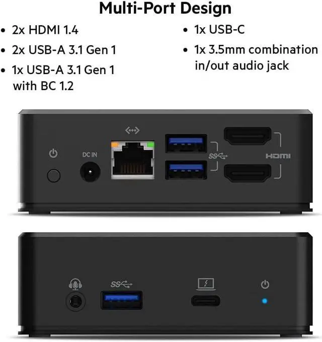 Alt view image 6 of 7 - Belkin USB C Docking Station - USB Hub Dual 4k Computer Monitor Display - Dual HDMI, Thunderbolt, USB, Ethernet Ports - USB C Hub - 85W PD Power Delivery for MacBook Pro, iPad Pro & Chromebook Laptop