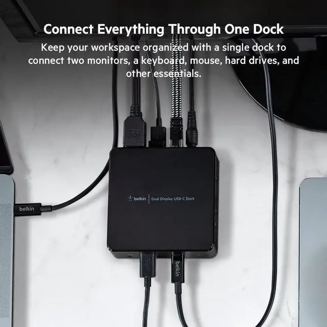 Alt view image 7 of 7 - Belkin USB C Docking Station - USB Hub Dual 4k Computer Monitor Display - Dual HDMI, Thunderbolt, USB, Ethernet Ports - USB C Hub - 85W PD Power Delivery for MacBook Pro, iPad Pro & Chromebook Laptop
