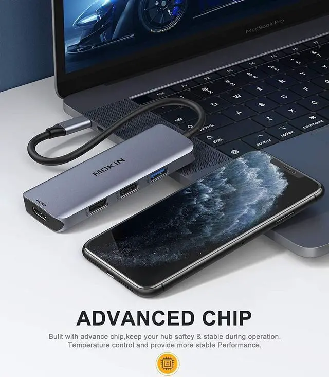 Alt view image 7 of 7 - Docking Station USB C to Dual HDMI Adapter, MOKiN USB C Hub Dual HDMI Monitors for Windows,USB C Adapter with Dual HDMI,3 USB Port,PD Compatible for Dell XPS 13/15, Lenovo Yoga,etc