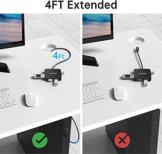 Alt view image 2 of 7 - ANYOYO USB C Hub, 6 in 1 USB C Adapter with 4K 30Hz HDMI, 100W PD, 3 USB A 3.0, 1 USB C for MacBook Pro/Air, USB C Hub Long Cable(4FT),USB C Hub Multiport Adapter for Laptops and Other USB C Devices