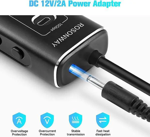 Alt view image 6 of 7 - Powered USB Hub, Rosonway 7-Port USB 3.2/USB C Hub with 10Gbps USB-A 3.2, 2 USB-C 3.2, 4 USB 3.0 Ports, Individual Switches and 12V Power Adapter, Aluminum USB Port Expander for Laptop/PC, RSH-A107C