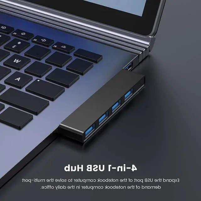 Alt view image 2 of 7 - USB Hub, Fidioto 4 Port USB Adapter(1 * 3.0 Hub, 3 * 2.0 Hub), USB Expander Hub for Laptop, iMac Pro, MacBook Air, Mac Mini/Pro, Surface Pro, Notebook PC, USB Flash Drives and Mobile HDD Etc.