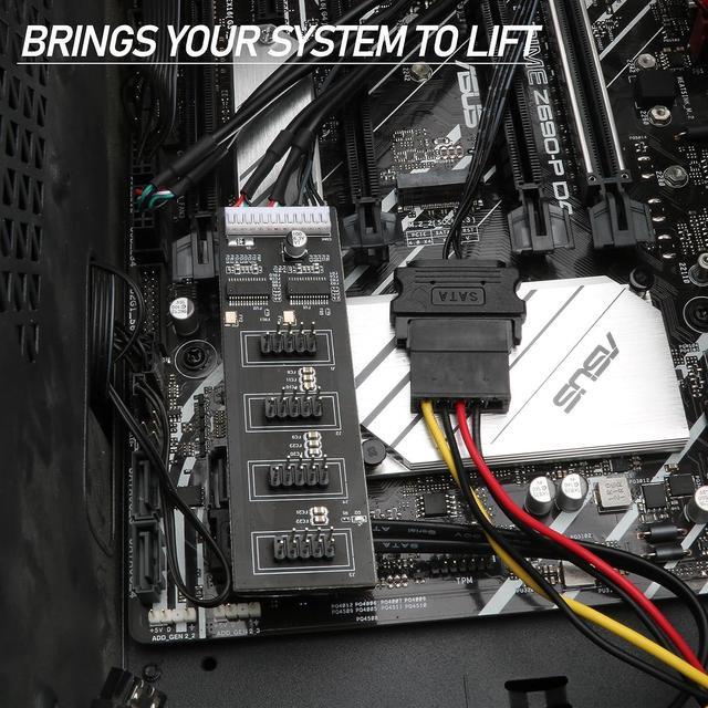Alt view image 6 of 7 - 9Pin USB Header Splitter with SATA Power Cable, 9Pin USB Header Male 1 to 4 Female Extension Cable USB 2.0 Splitter Cable Connector for Motherboard, Adapter for CPU, WiFi Receiver, Fans, and RGB Light