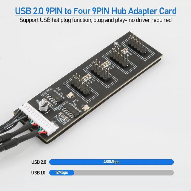 Alt view image 4 of 7 - 9Pin USB Header Splitter with SATA Power Cable, 9Pin USB Header Male 1 to 4 Female Extension Cable USB 2.0 Splitter Cable Connector for Motherboard, Adapter for CPU, WiFi Receiver, Fans, and RGB Light
