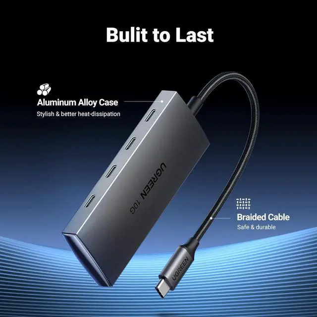 Alt view image 6 of 7 - UGREEN USB C Hub 10Gbps, 4 Ports USB 3.2 Adapter with 4 USB-C 3.2 Ports, High Speed USB-C Multiport Splitter for MacBook Pro, iMac, iPad Pro, Chromebook, Galaxy S23, and More