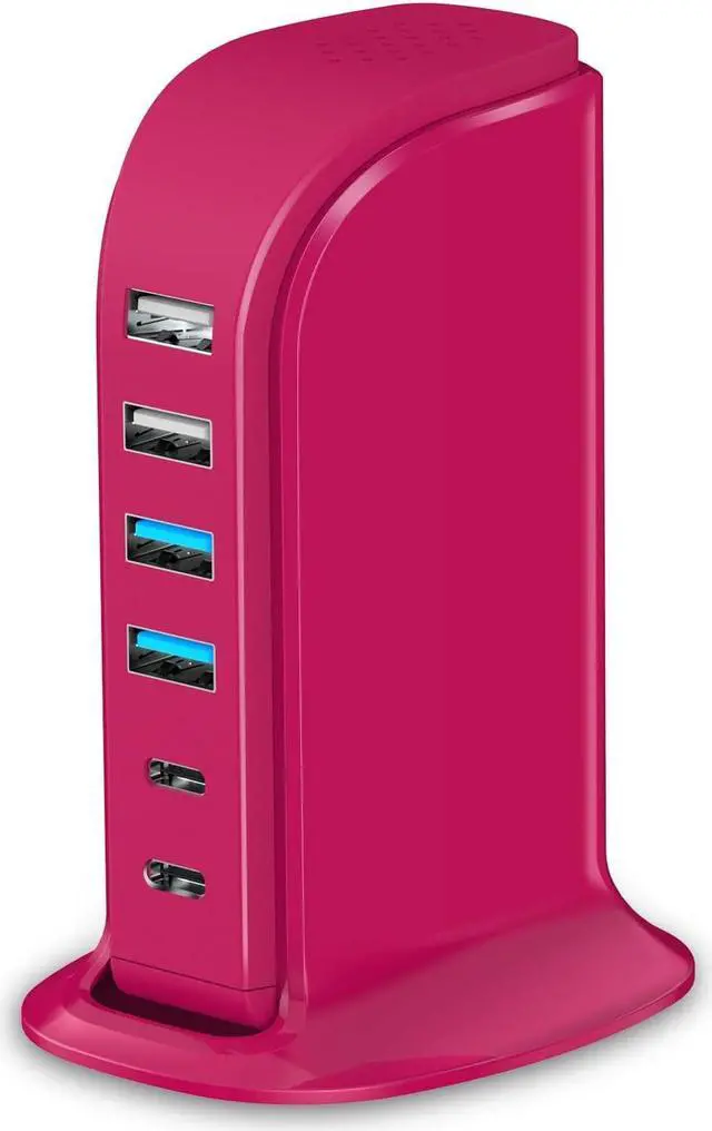 Main image of USB Charging Station Multiports Upoy, Charging Hub 6 Ports Dual Type-C, USB Tower Fast Charging for Tablets, Cellphones, Smart Watch, and More Electronic Gadgets, Portable Design, Travel Essentials