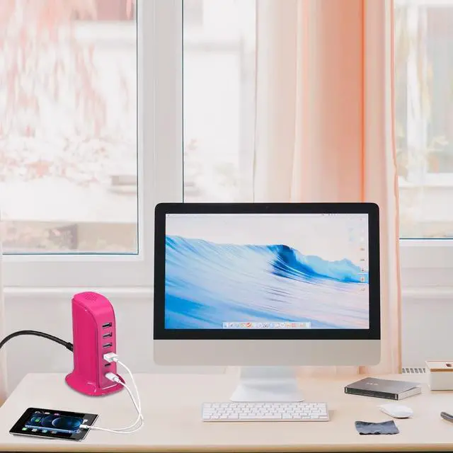Alt view image 7 of 7 - USB Charging Station Multiports Upoy, Charging Hub 6 Ports Dual Type-C, USB Tower Fast Charging for Tablets, Cellphones, Smart Watch, and More Electronic Gadgets, Portable Design, Travel Essentials