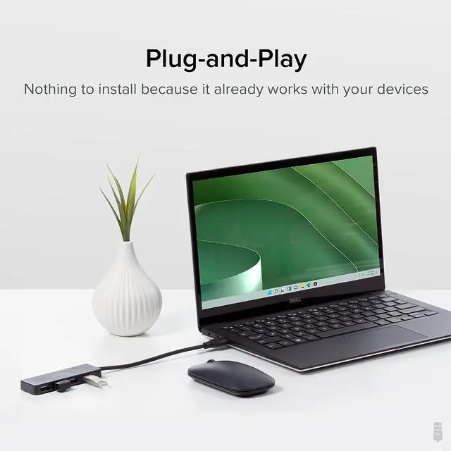 Alt view image 3 of 6 - Plugable 4 Port USB Hub 3.0, USB Splitter for Laptop, Compatible with Windows, Surface Pro, PC, Chromebook, Linux, Android, Charging Not Supported
