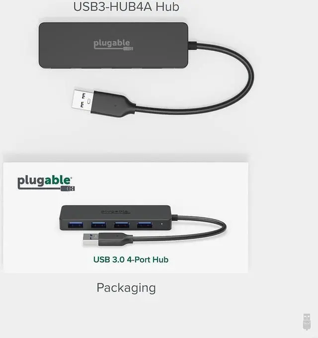Alt view image 6 of 6 - Plugable 4 Port USB Hub 3.0, USB Splitter for Laptop, Compatible with Windows, Surface Pro, PC, Chromebook, Linux, Android, Charging Not Supported
