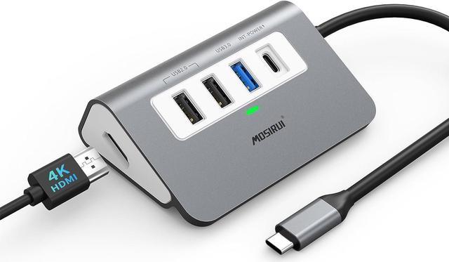 USB C Hub with 4K HDMI 5-in-1 USB C to HDMI Hub Multiport Adapter