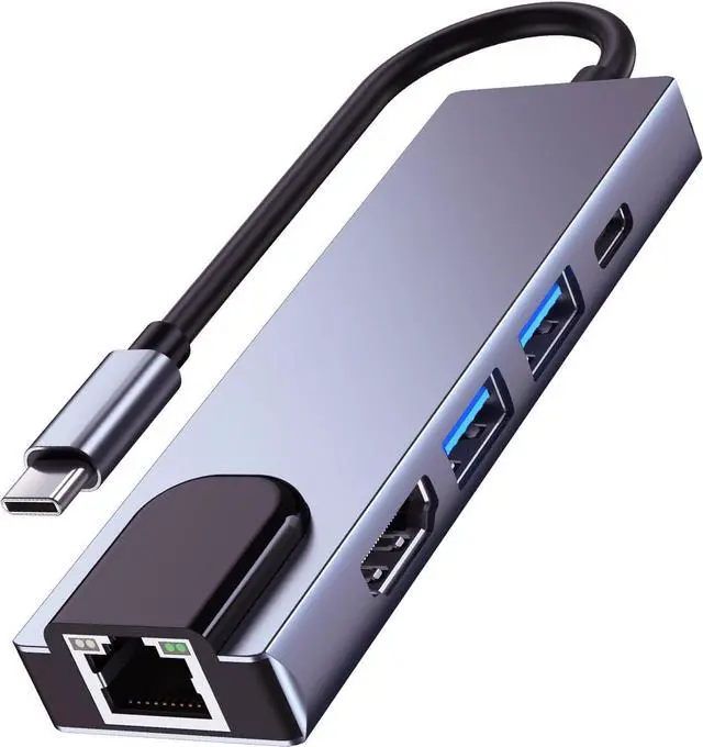 Main image of QCEs USB C Hub Multiport Adapter, 5-in-1 USB C to Ethernet HDMI Hub with HDMI Ethernet Port, USB3.0/2.0 Port, PD Charging Compatible with MacBook Pro/Air, iPad Pro, iPhone 16/15, iMac, XPS