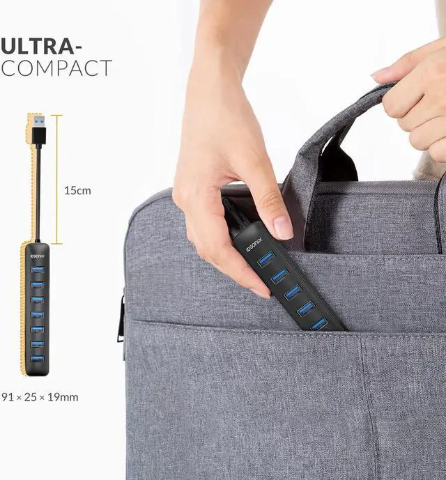 Alt view image 6 of 6 - USB Hub, iDsonix USB Splitter Hub 7 Ports Portable Hub USB Hub Multi Port USB Expansion Hub Extension Extender for Laptop, iMac, Surface Pro, XPS, USB Flash Drives, Mobile HDD, Printer, Camera, etc