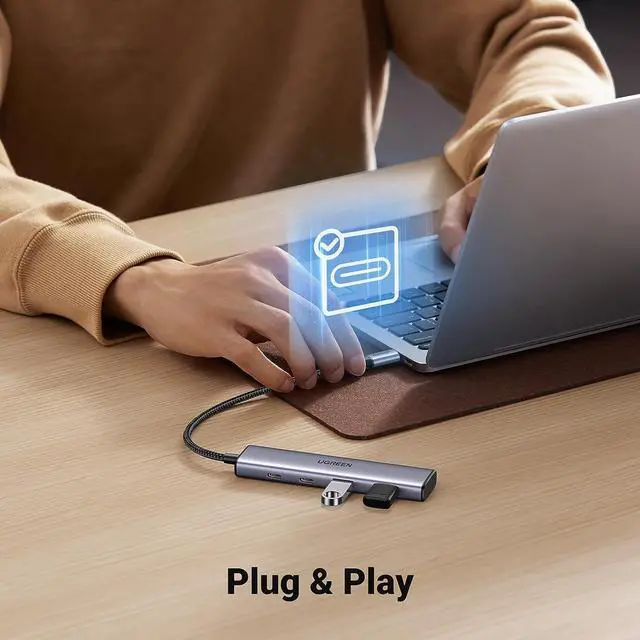 Alt view image 4 of 7 - UGREEN Aluminium USB C Hub, 4 Ports USB C with 2 USB C & 2 USB 3.0, USB-C Multiport Splitter with 5Gbps for PC Laptop MacBook Pro/Air iMac iPad Pro Surface, iPhone 15/15 Pro, Galaxy S24, and More