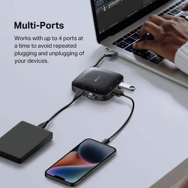 Alt view image 2 of 7 - 4-Port USB 3.0 Hub Slim and Compact USB Splitter with Foldable Cord Design USB hub for laptop PC Macbook Mac Mini XPS Surface Pro Chromebook Flash Drive Mobile HDD and More(UH400)