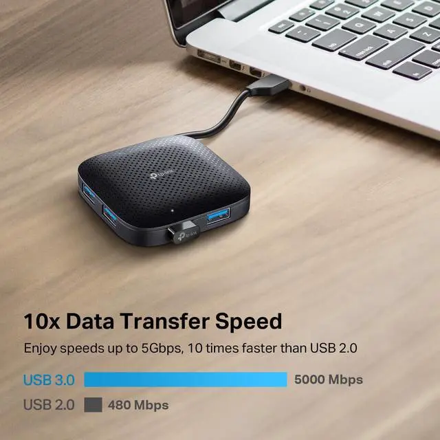 Alt view image 4 of 7 - 4-Port USB 3.0 Hub Slim and Compact USB Splitter with Foldable Cord Design USB hub for laptop PC Macbook Mac Mini XPS Surface Pro Chromebook Flash Drive Mobile HDD and More(UH400)