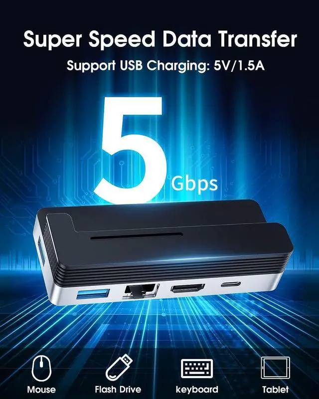 Alt view image 5 of 7 - BYEASY Surface Pro 9 Docking Station, 6-in-2 USB-C Hub with 4K@60Hz HDMI, 100W PD Charging, 1000M Ethernet LAN, 2 USB 3.0 Ports, and TF Card Reader - Designed for Surface Pro 9