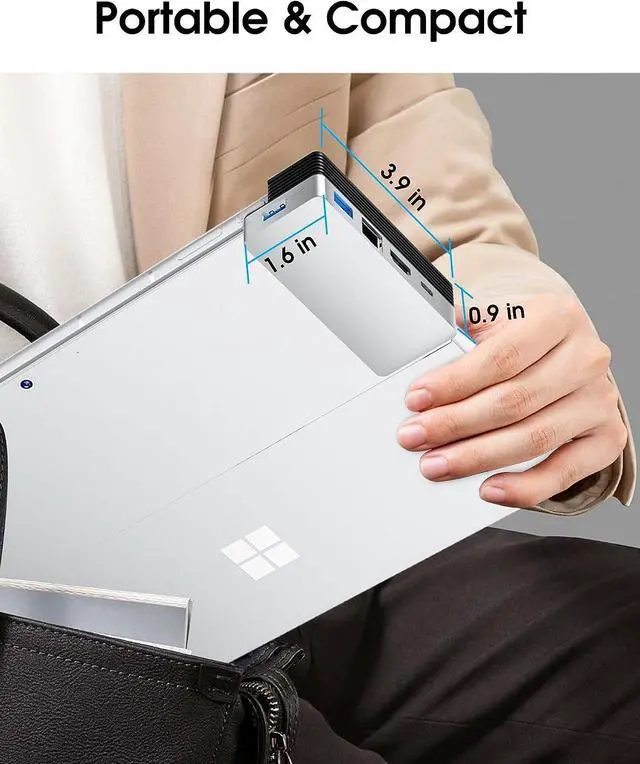 Alt view image 7 of 7 - BYEASY Surface Pro 9 Docking Station, 6-in-2 USB-C Hub with 4K@60Hz HDMI, 100W PD Charging, 1000M Ethernet LAN, 2 USB 3.0 Ports, and TF Card Reader - Designed for Surface Pro 9