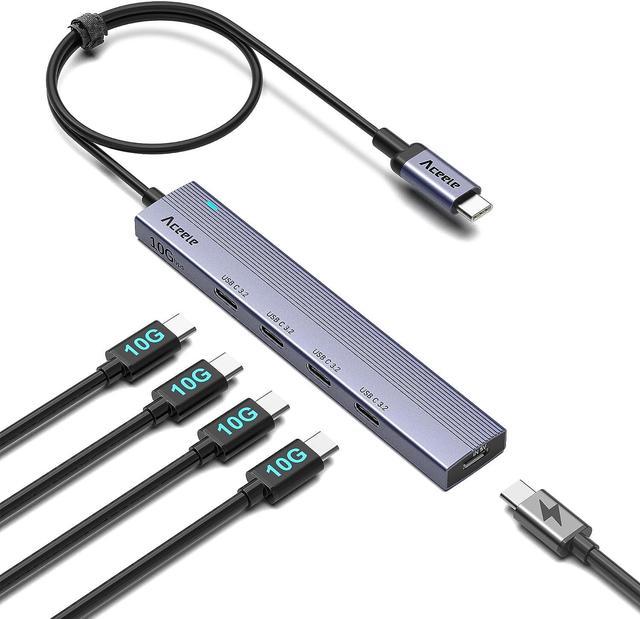 Aceele 4 Port USB 3.2 Gen 2 Hub, 10Gbps USB C to USB C Hub with