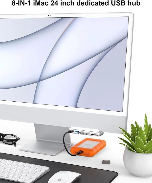 Alt view image 6 of 7 - 8-in-1 iMac USB Adapter with HDMI 4K@60hz, USB 3.0 5Gbps, SD/TF Card Reader,USB C Dock for iMac 24 inch, iMac Hub for 2021 iMac 24 inch (M1)/2023 iMac 24-inch (M3) | iMac Accessories