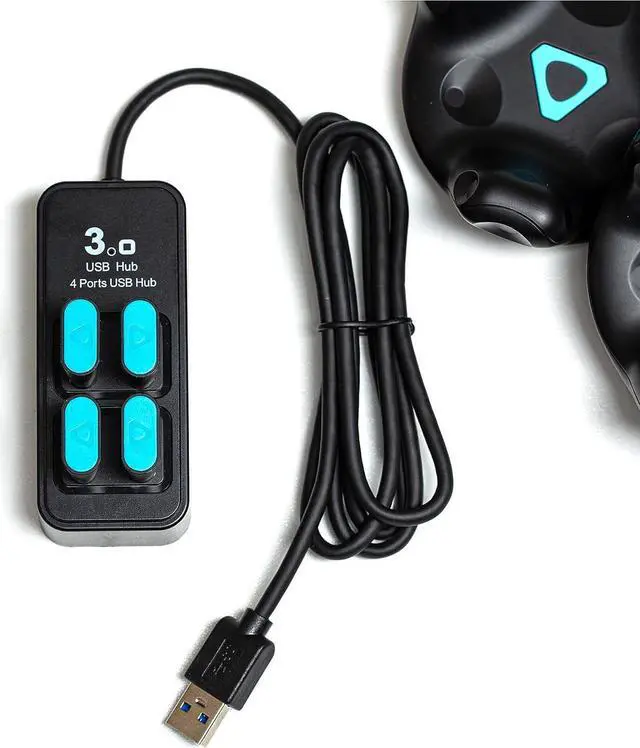 Alt view image 3 of 6 - 4-Port USB Hub for Vive Tracker USB dongles, Portable USB Adapter, Multiport Expander, Splitter for Desktop, Laptop, Xbox, HDD, Console, Printer, PC, Keyboards, HP, Dell