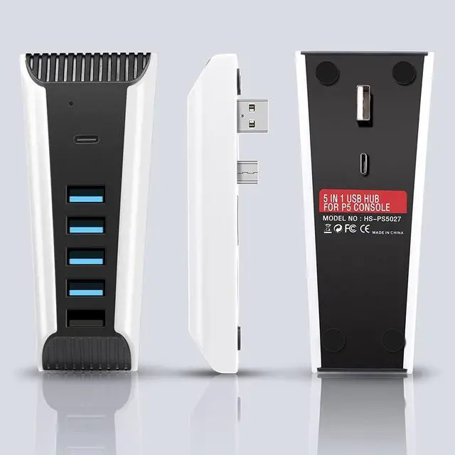 Alt view image 4 of 6 - AQIDAP Hub for PS5,USB High-Speed Expansion Hub Charger Extender Compatible with Playstation 5 Game Consolewith 4 USB + 1 USB Charging Port + 1 Type C Port