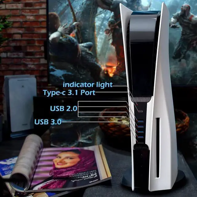 Alt view image 6 of 6 - AQIDAP Hub for PS5,USB High-Speed Expansion Hub Charger Extender Compatible with Playstation 5 Game Consolewith 4 USB + 1 USB Charging Port + 1 Type C Port